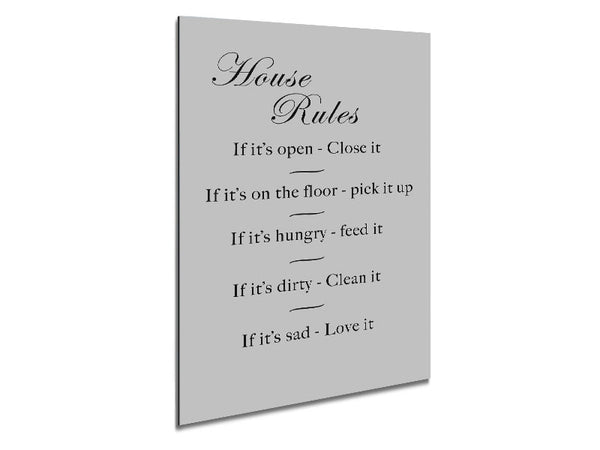 Family Quote House Rules 2 Grey