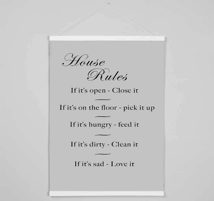 Family Quote House Rules 2 Grey Hanging Poster - Wallart-Direct UK