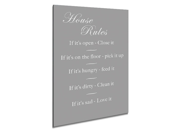 Family Quote House Rules 2 Grey White