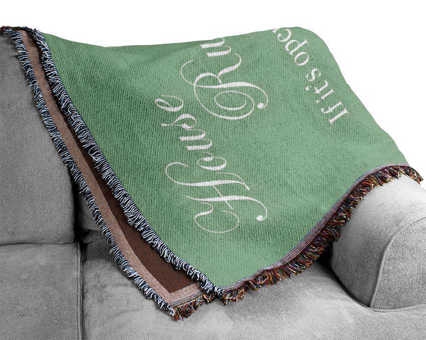 Family Quote House Rules 2 Green Woven Blanket