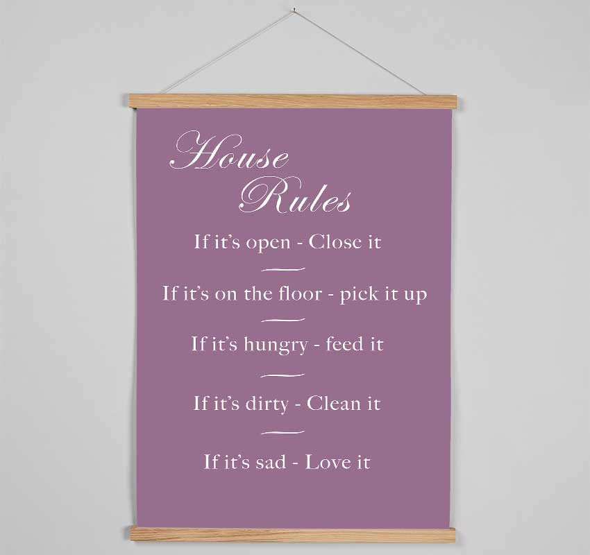 Family Quote House Rules 2 Dusty Pink Hanging Poster - Wallart-Direct UK