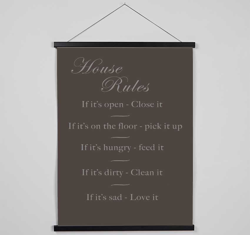 Family Quote House Rules 2 Chocolate Hanging Poster - Wallart-Direct UK