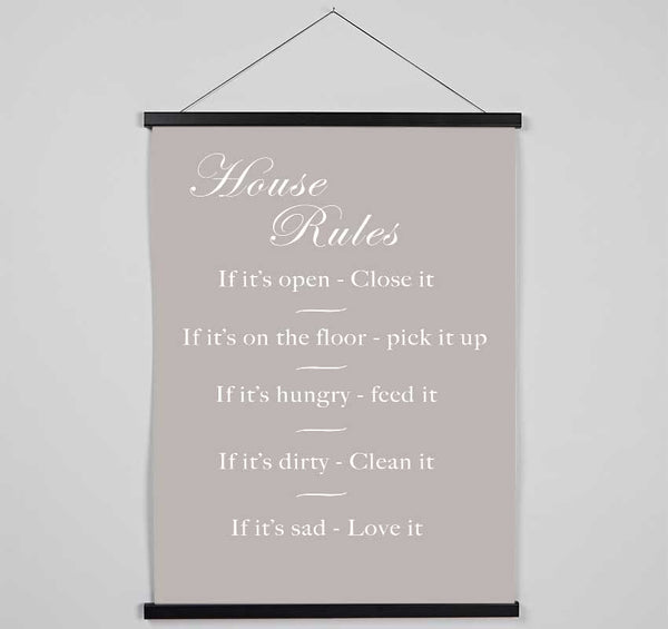 Family Quote House Rules 2 Beige Hanging Poster - Wallart-Direct UK