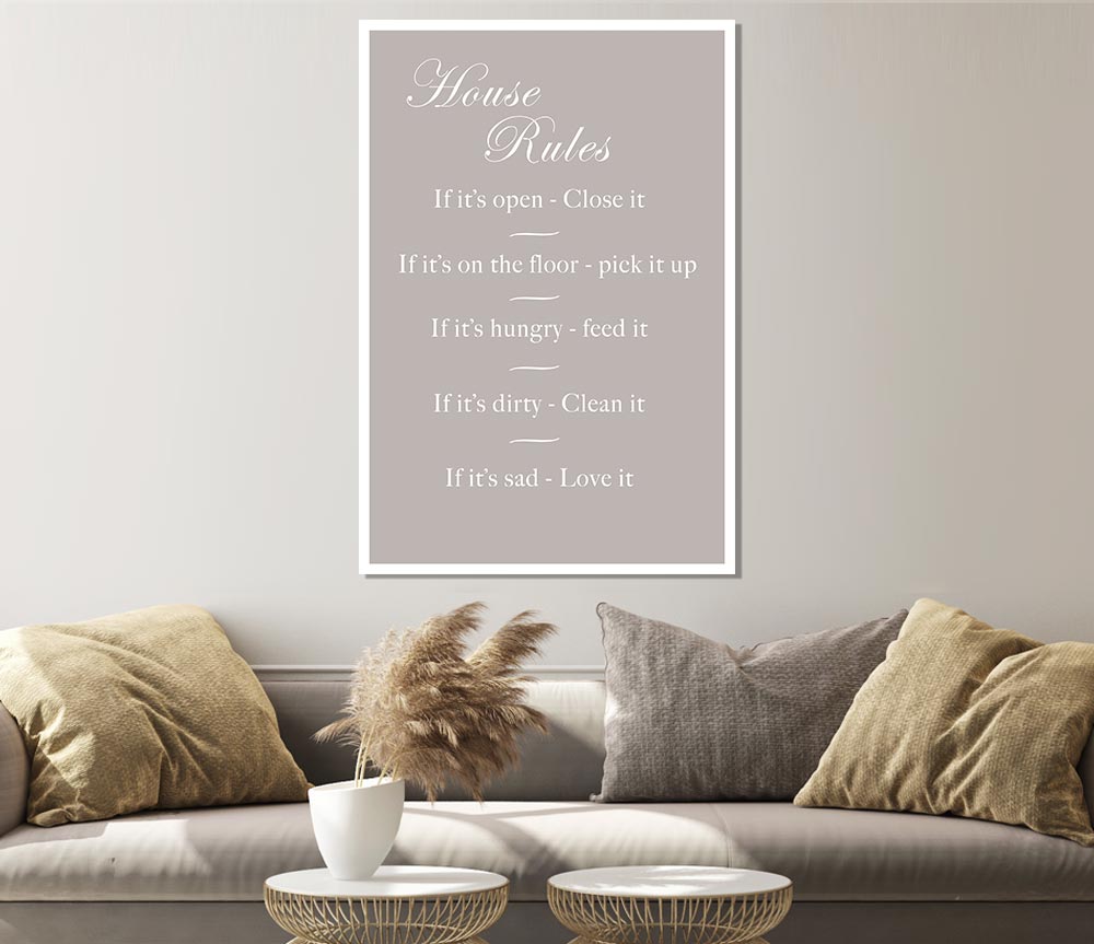 Family Quote House Rules 2 Beige Print Poster Wall Art