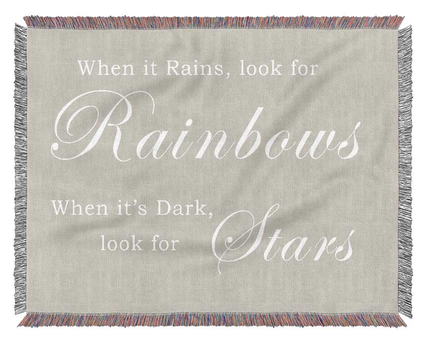 When It Rains Look For Rainbows Pink Woven Blanket