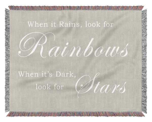 When It Rains Look For Rainbows Pink Woven Blanket