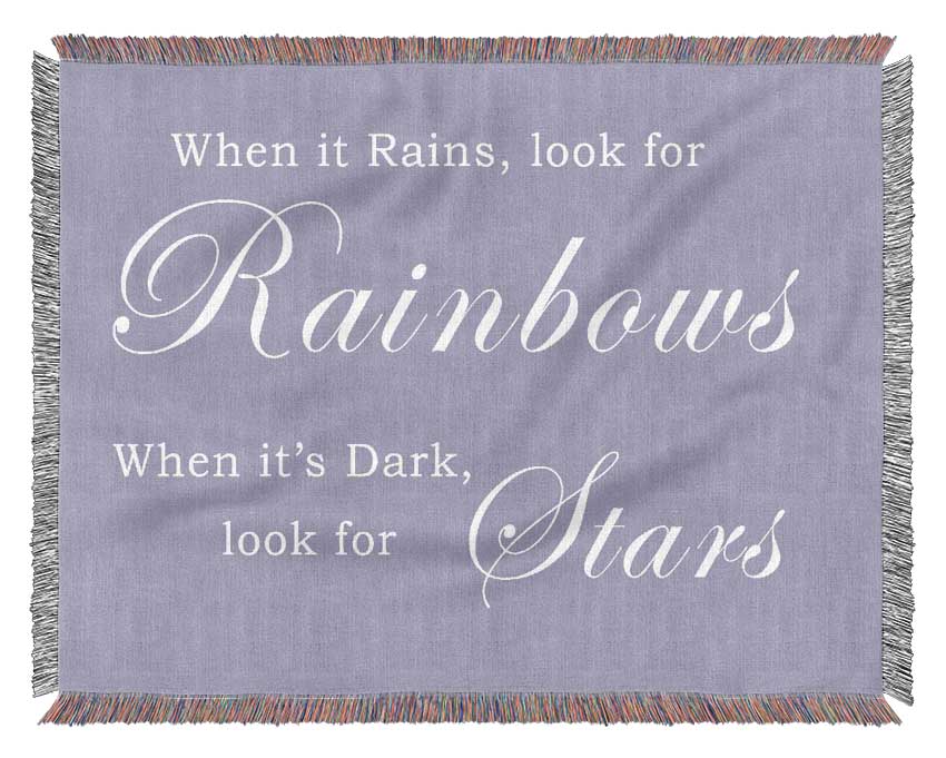 When It Rains Look For Rainbows Lilac Woven Blanket