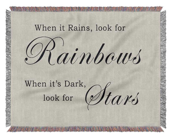 When It Rains Look For Rainbows Grey Woven Blanket