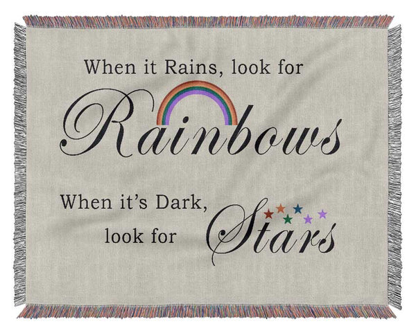 When It Rains Look For Rainbows 2 Grey Woven Blanket