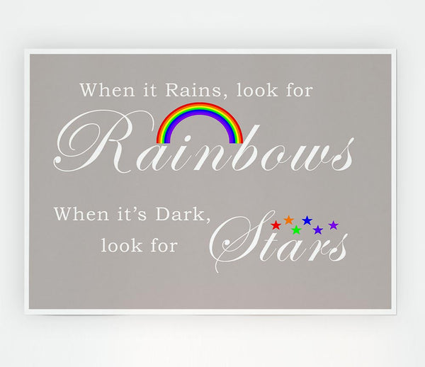 When It Rains Look For Rainbows 2 Beige Print Poster Wall Art