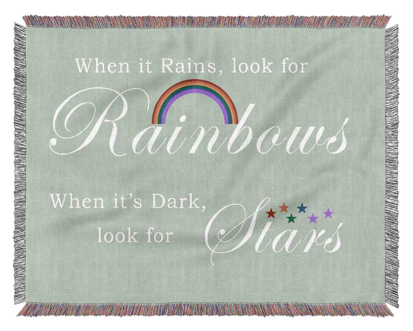 When It Rains Look For Rainbows 2 Beige Woven Blanket