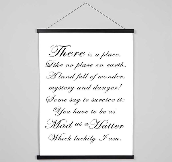 Alice In Wonderland As Mad As A Hatter White Hanging Poster - Wallart-Direct UK