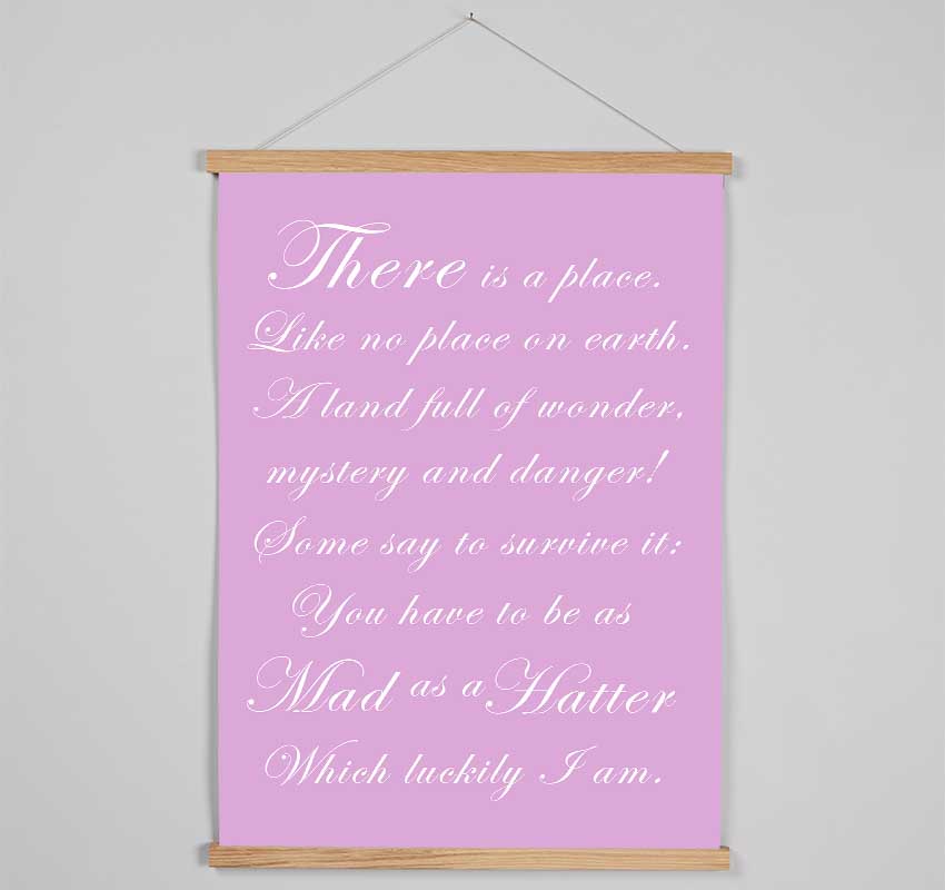 Alice In Wonderland As Mad As A Hatter Pink Hanging Poster - Wallart-Direct UK