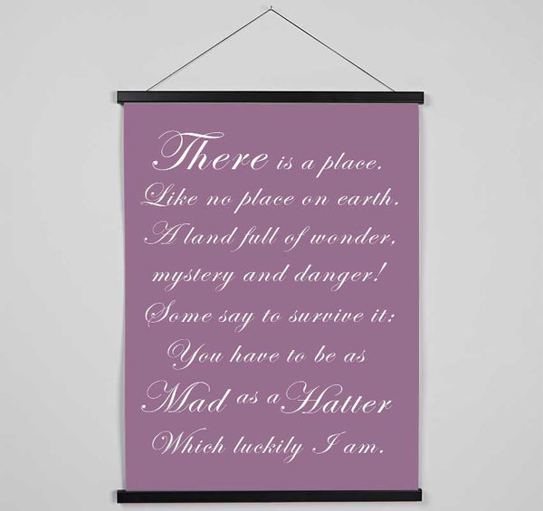 Alice In Wonderland As Mad As A Hatter Dusty Pink Hanging Poster - Wallart-Direct UK