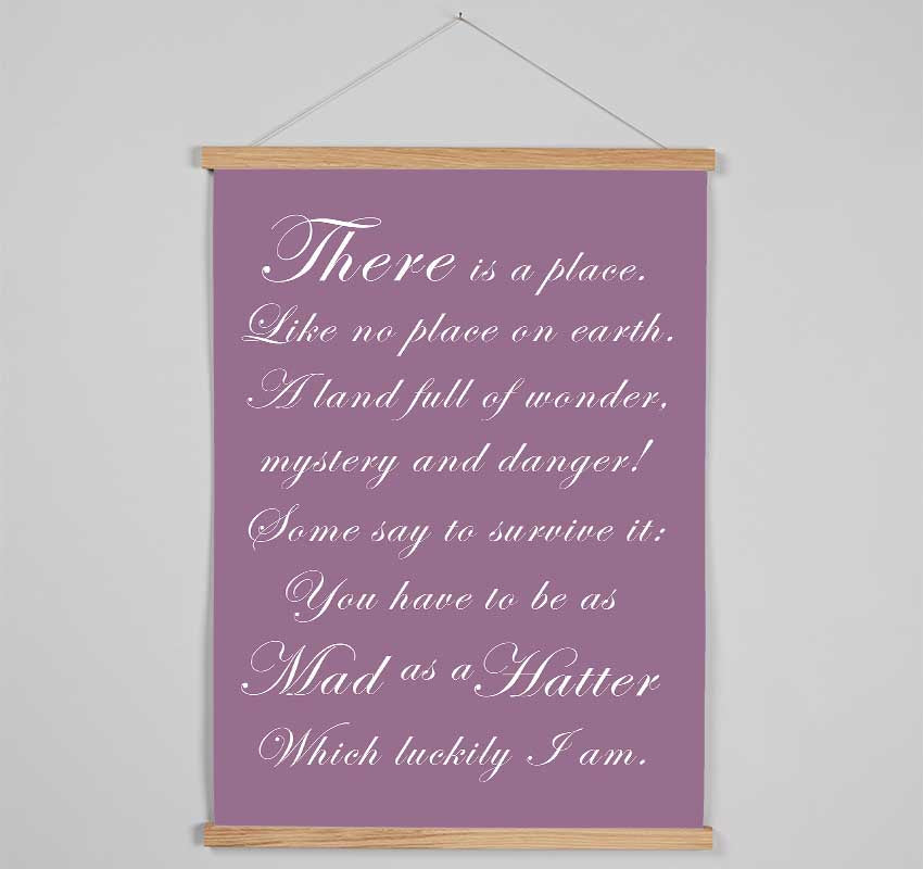 Alice In Wonderland As Mad As A Hatter Dusty Pink Hanging Poster - Wallart-Direct UK