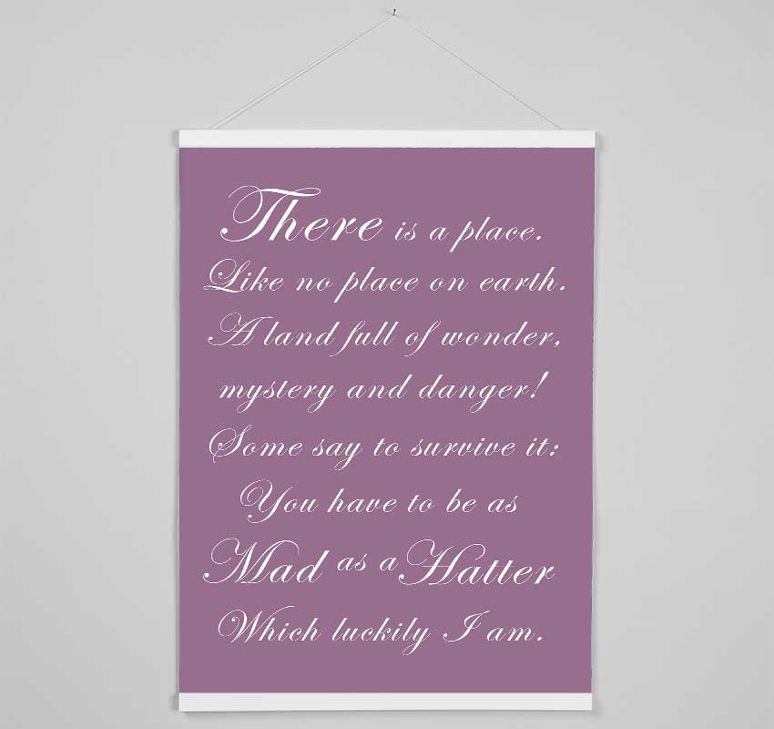 Alice In Wonderland As Mad As A Hatter Dusty Pink Hanging Poster - Wallart-Direct UK