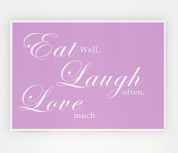 Kitchen Quote Eat Laugh Love Pink Print Poster Wall Art