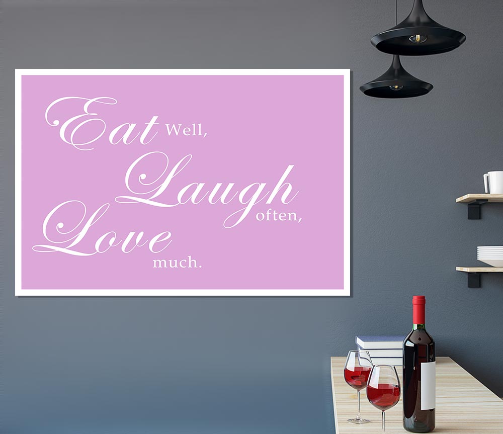 Kitchen Quote Eat Laugh Love Pink Print Poster Wall Art