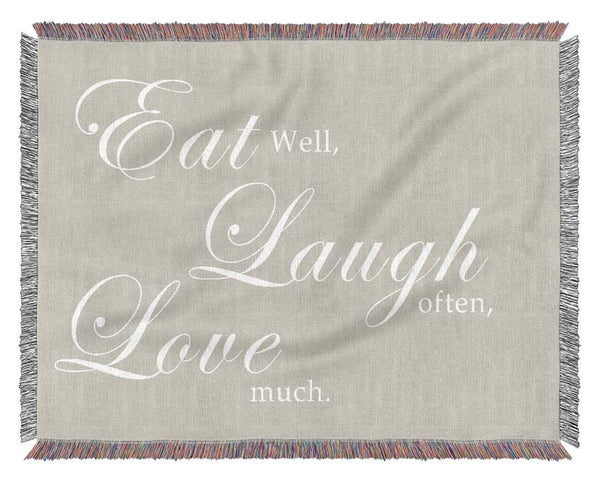 Kitchen Quote Eat Laugh Love Pink Woven Blanket