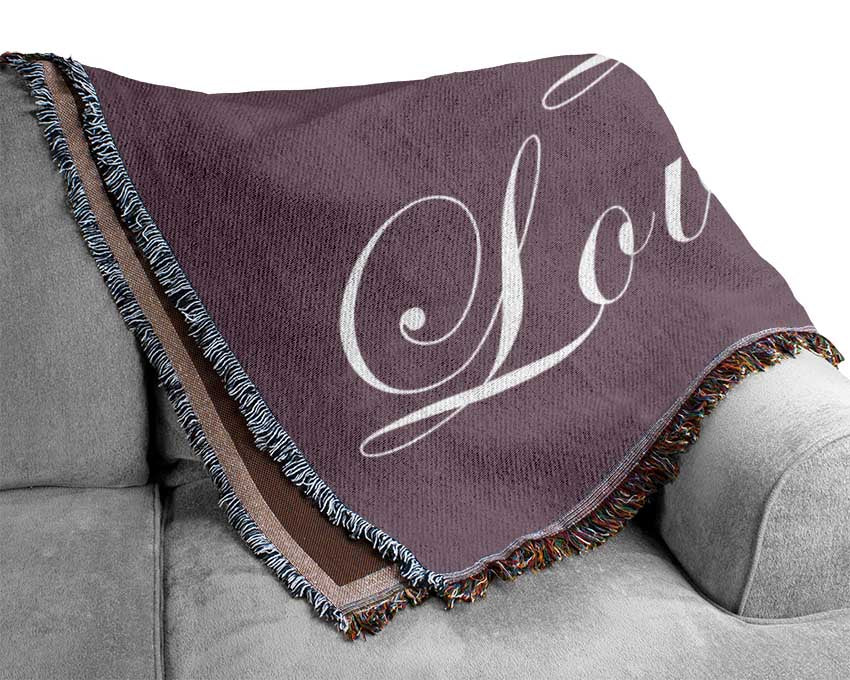 Kitchen Quote Eat Laugh Love Dusty Pink Woven Blanket