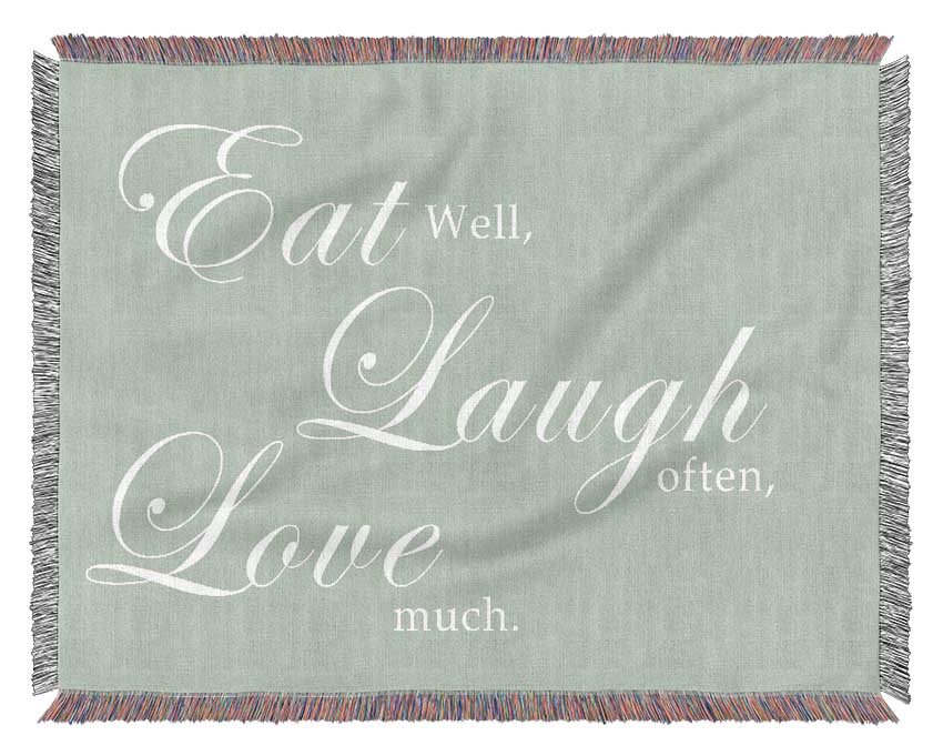 Kitchen Quote Eat Laugh Love Beige Woven Blanket