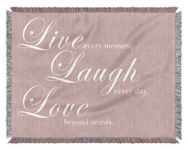 Love Quote Live Laugh Love 2 Vivid Pink Woven Blanket