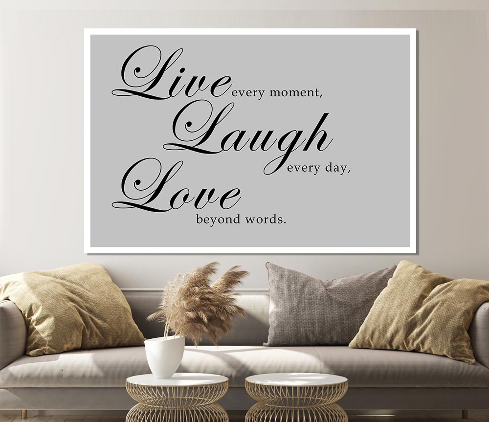 Family Quote Live Laugh Love 2 Grey Print Poster Wall Art