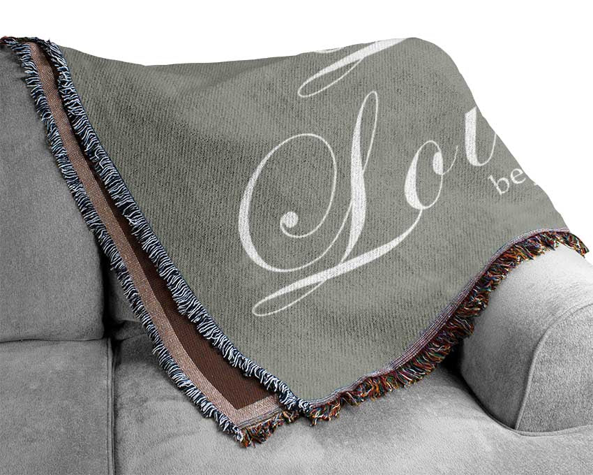 Family Quote Live Laugh Love 2 Grey White Woven Blanket