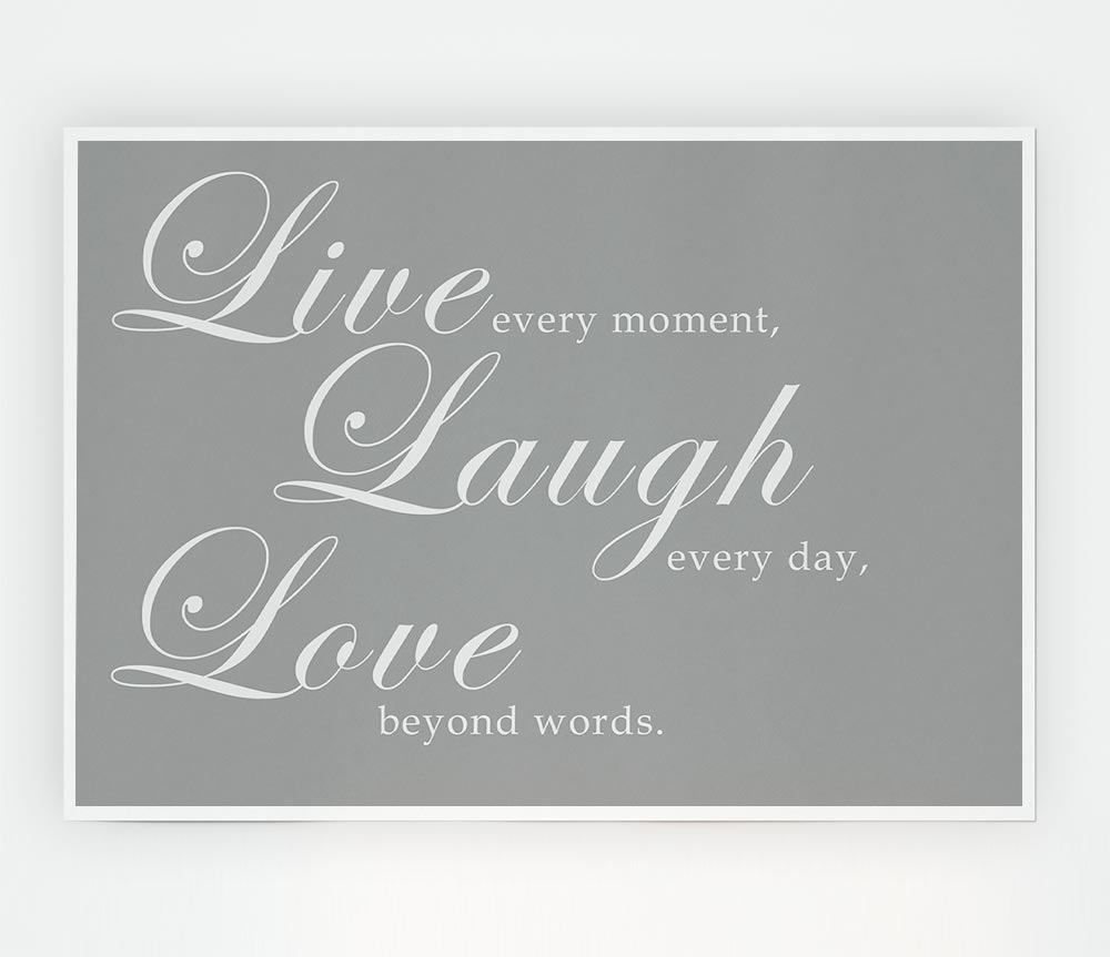 Family Quote Live Laugh Love 2 Grey White Print Poster Wall Art