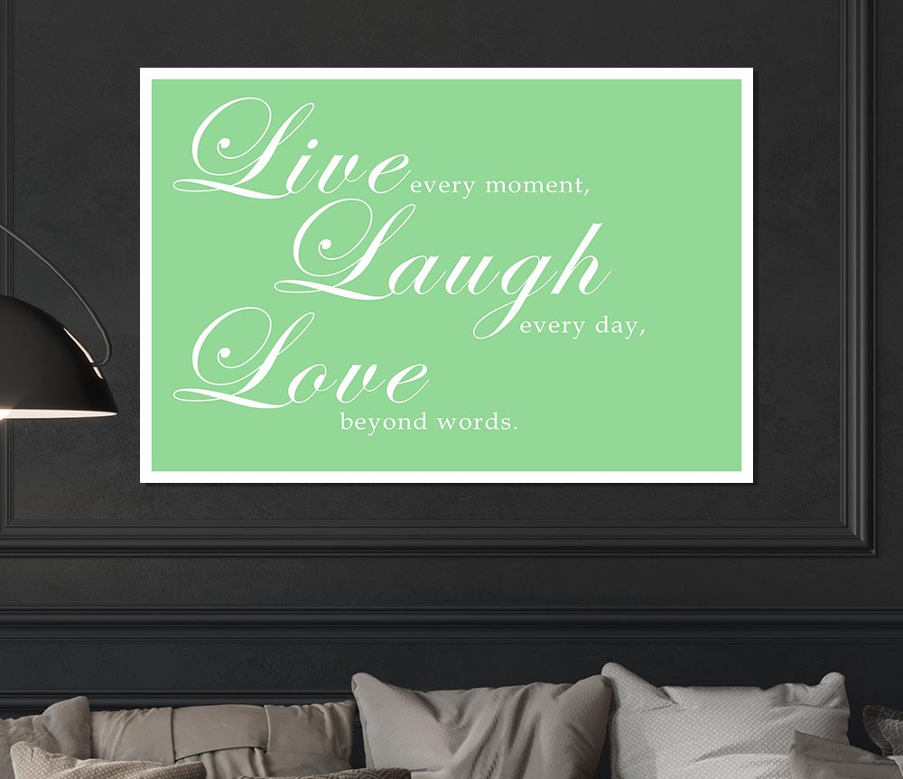 Family Quote Live Laugh Love 2 Green Print Poster Wall Art