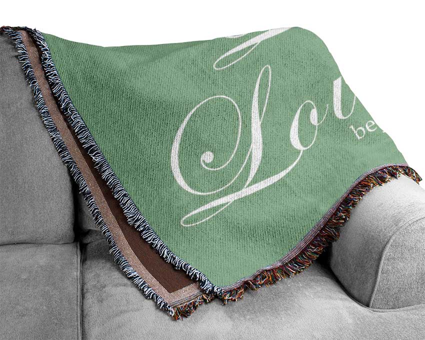 Family Quote Live Laugh Love 2 Green Woven Blanket