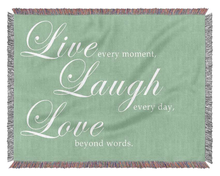 Family Quote Live Laugh Love 2 Green Woven Blanket