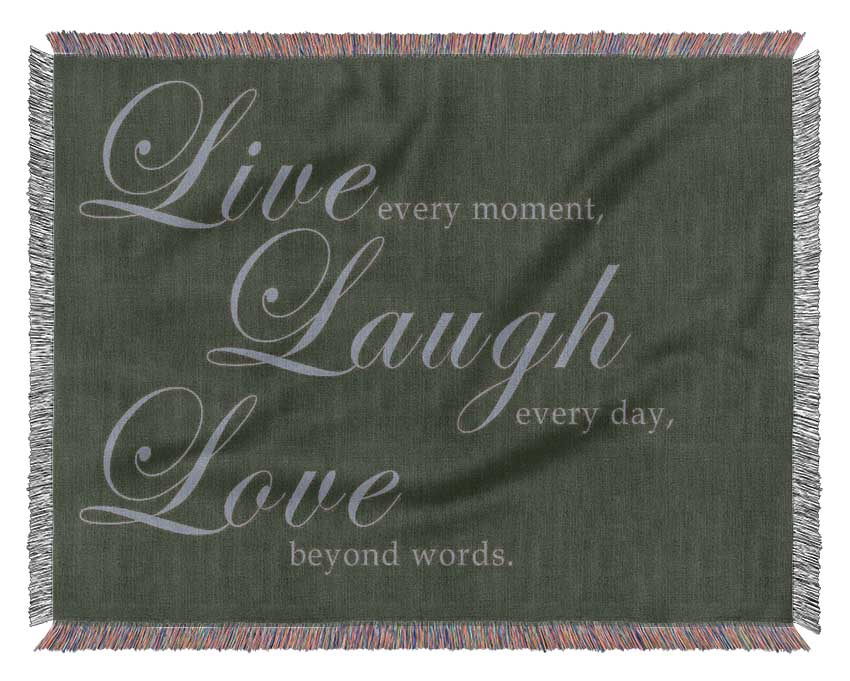 Family Quote Live Laugh Love 2 Chocolate Woven Blanket