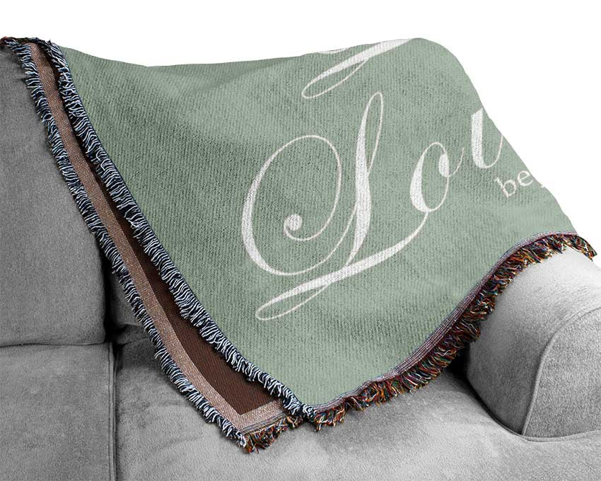 Family Quote Live Laugh Love 2 Beige Woven Blanket