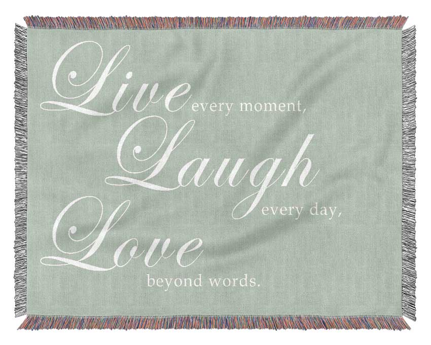 Family Quote Live Laugh Love 2 Beige Woven Blanket