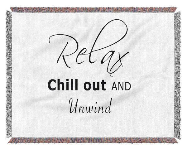 Bathroom Quote Relax Chill Out White Woven Blanket