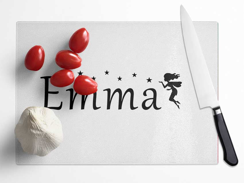 Your Name In Fairy Dust White Glass Chopping Board