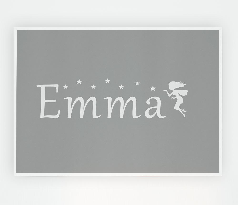 Your Name In Fairy Dust Grey White Print Poster Wall Art