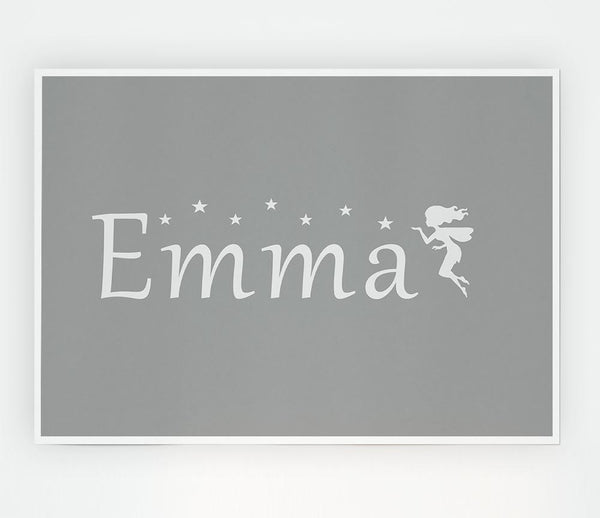 Your Name In Fairy Dust Grey White Print Poster Wall Art