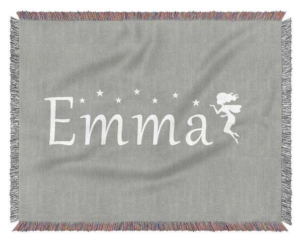 Your Name In Fairy Dust Grey White Woven Blanket