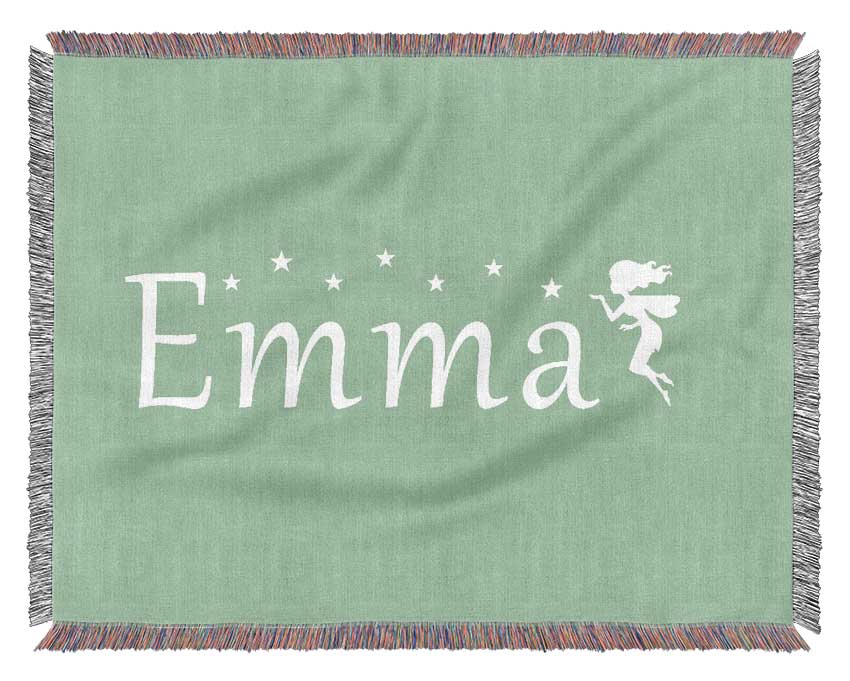 Your Name In Fairy Dust Green Woven Blanket