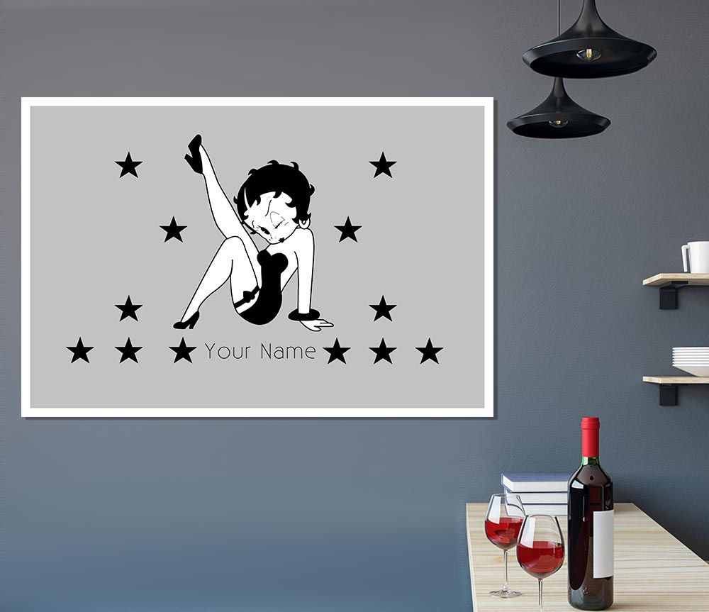 Girls Room Quote Betty Boop Your Name Stars Grey Print Poster Wall Art