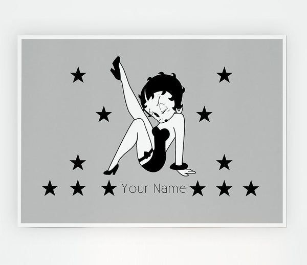 Girls Room Quote Betty Boop Your Name Stars Grey Print Poster Wall Art