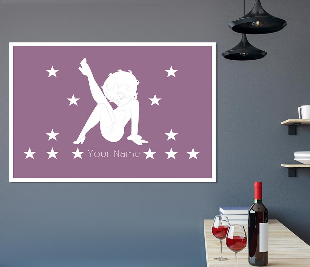 Betty Boop Your Name Stars Dusty Pink Print Poster Wall Art