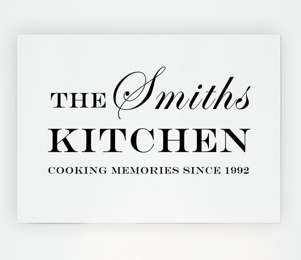 Kitchen Quote Your Family Name And Date Kitchen White Print Poster Wall Art