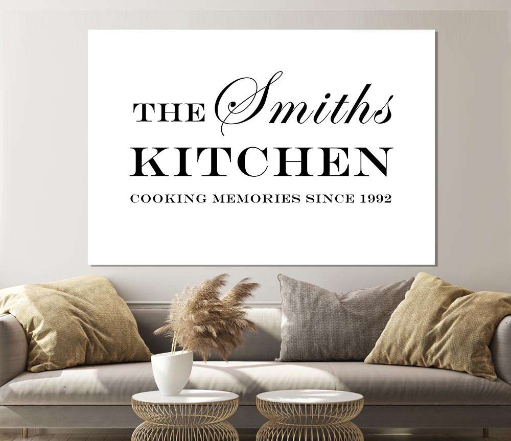 Kitchen Quote Your Family Name And Date Kitchen White Print Poster Wall Art