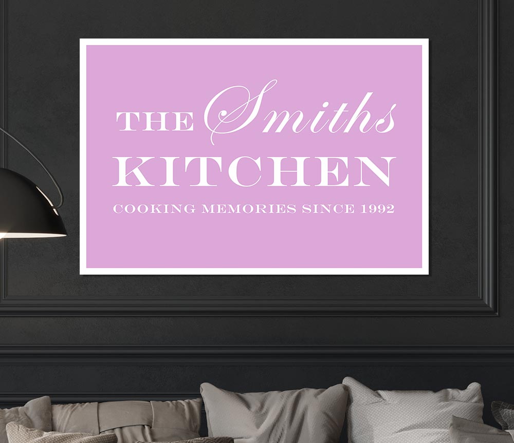 Kitchen Quote Your Family Name And Date Kitchen Pink Print Poster Wall Art