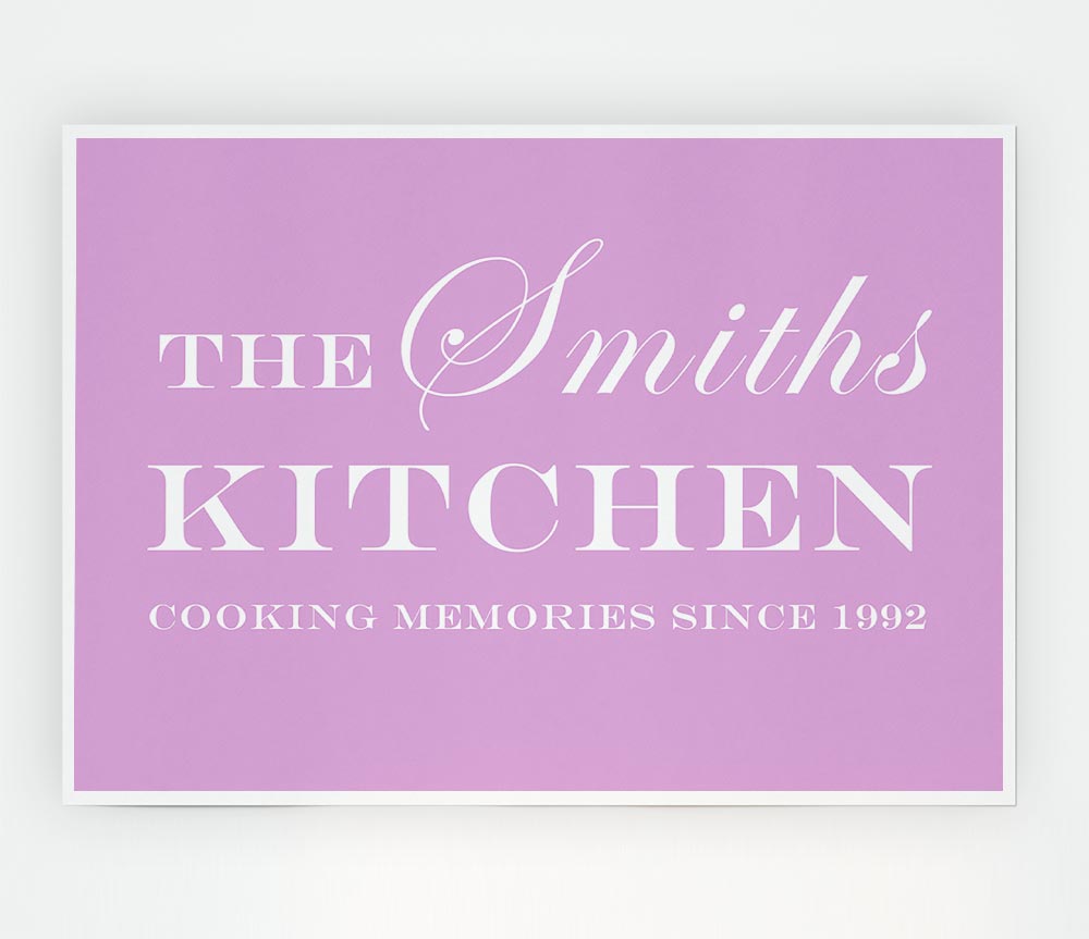 Kitchen Quote Your Family Name And Date Kitchen Pink Print Poster Wall Art