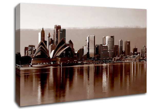 Picture of A View Of The Sydney Opera House Brown Canvas Print Wall Art