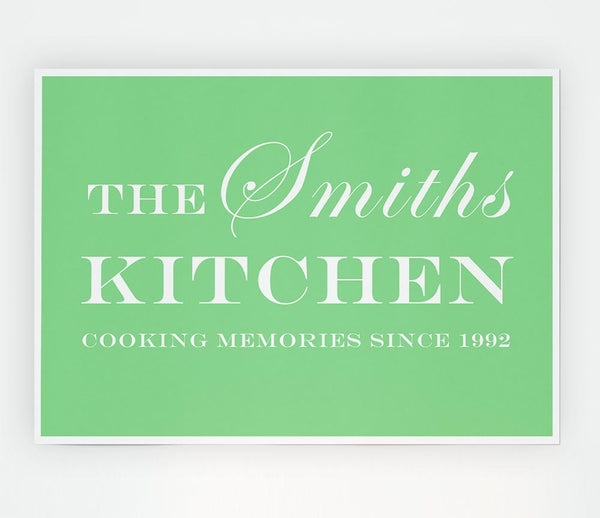 Kitchen Quote Your Family Name And Date Kitchen Green Print Poster Wall Art